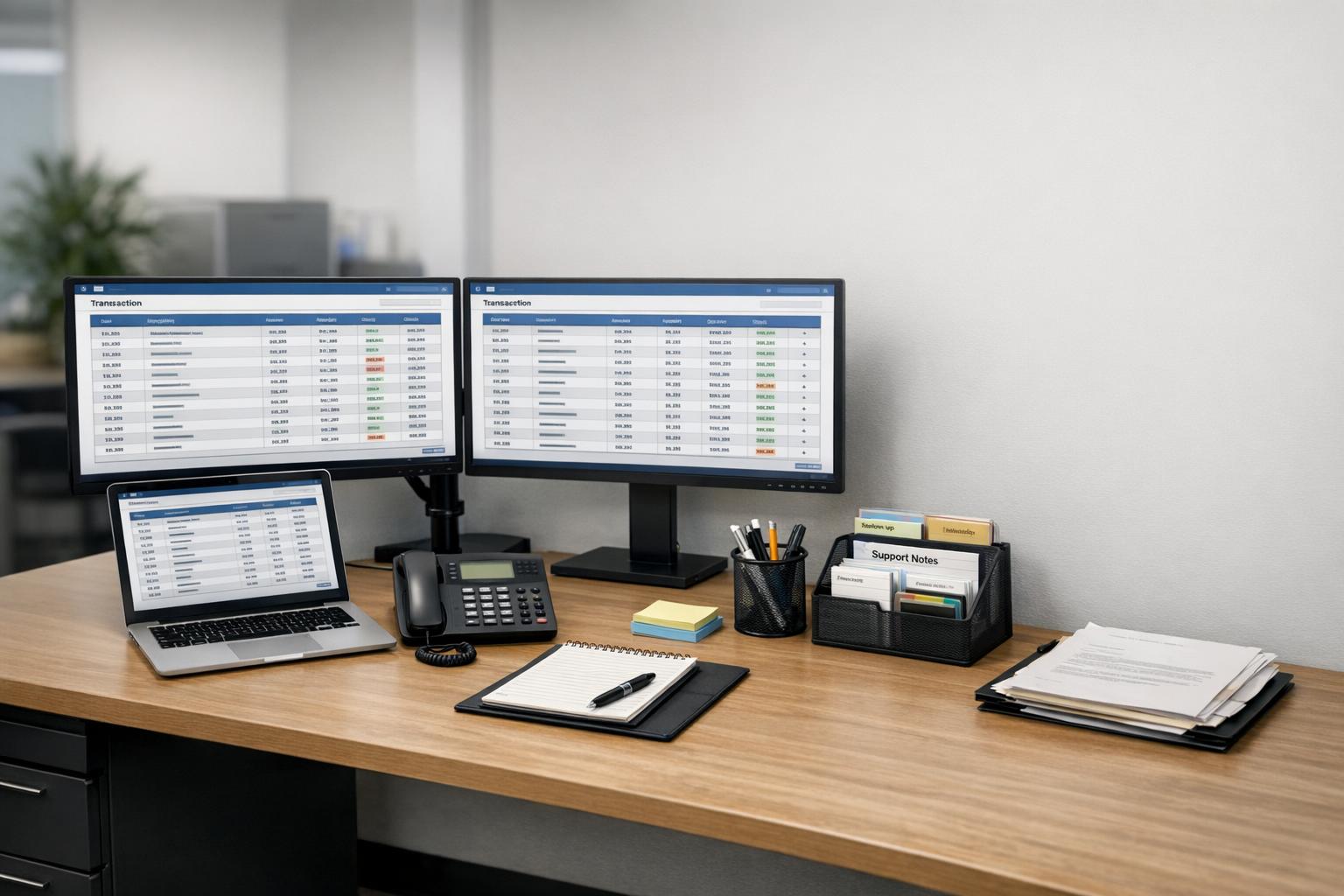Billing support workstation with transaction verification screens